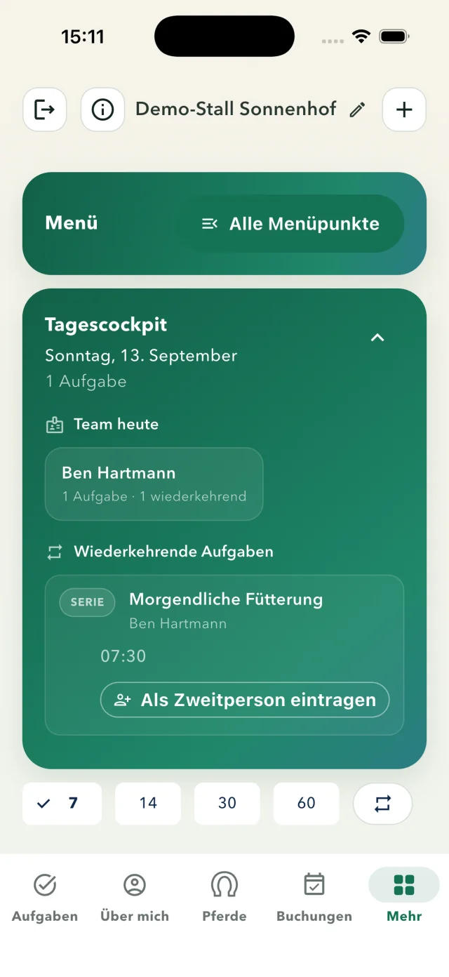 Stall Manager: Daily cockpit for the stable team