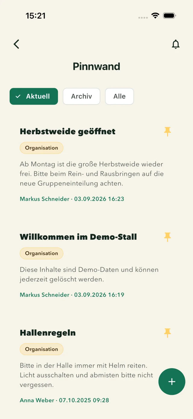 Stall Manager: Bulletin board for stable messages