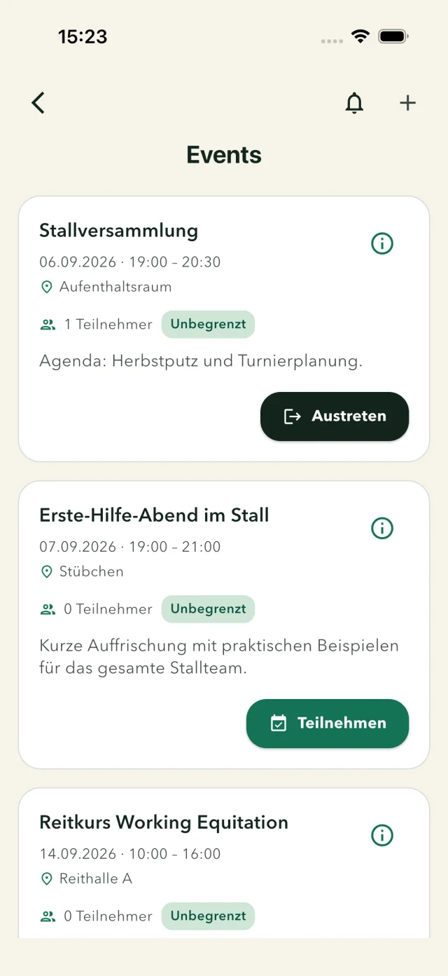Stall Manager: Events and Participation